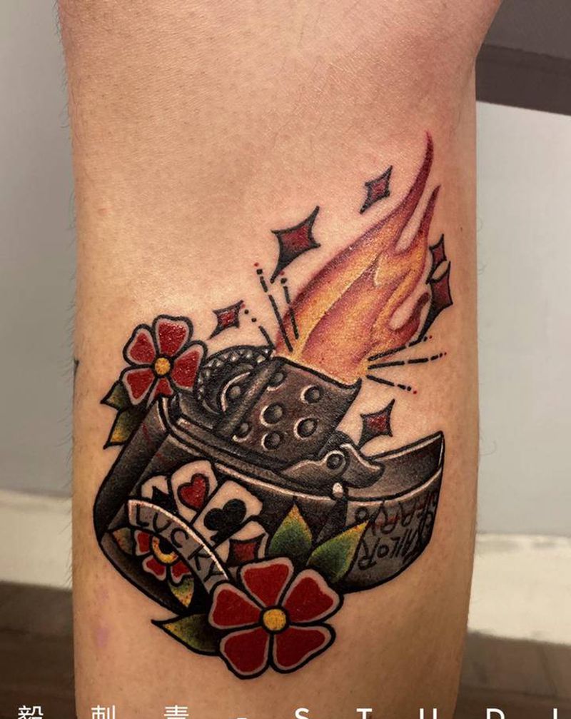 打火机纹身图片_手臂腿部New SchoolOld School纹身图案