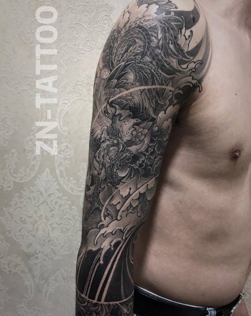 不一样的七分袖纹身图片_手臂新传统纹身图案