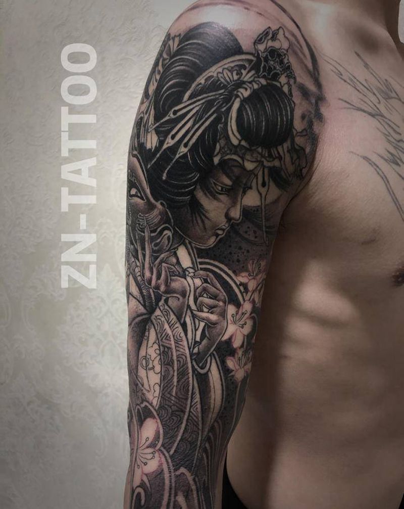 艺妓未完纹身图片_手臂纹身图案