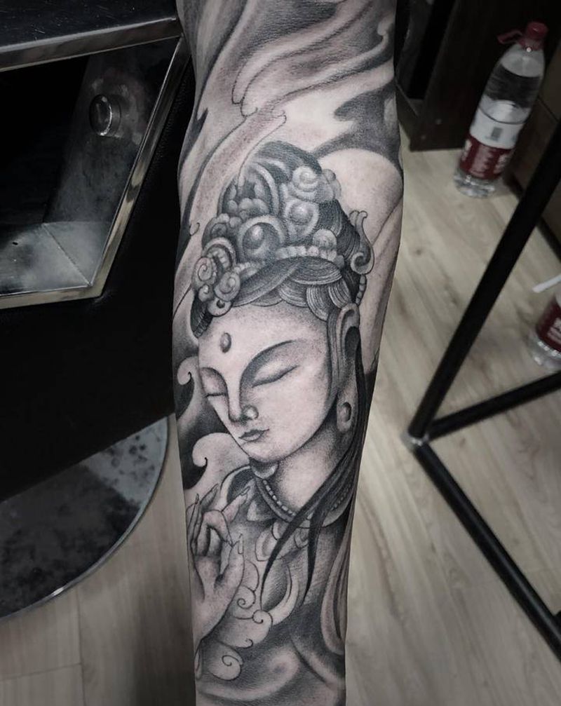 菩萨纹身图片_手臂手部新传统观音纹身图案