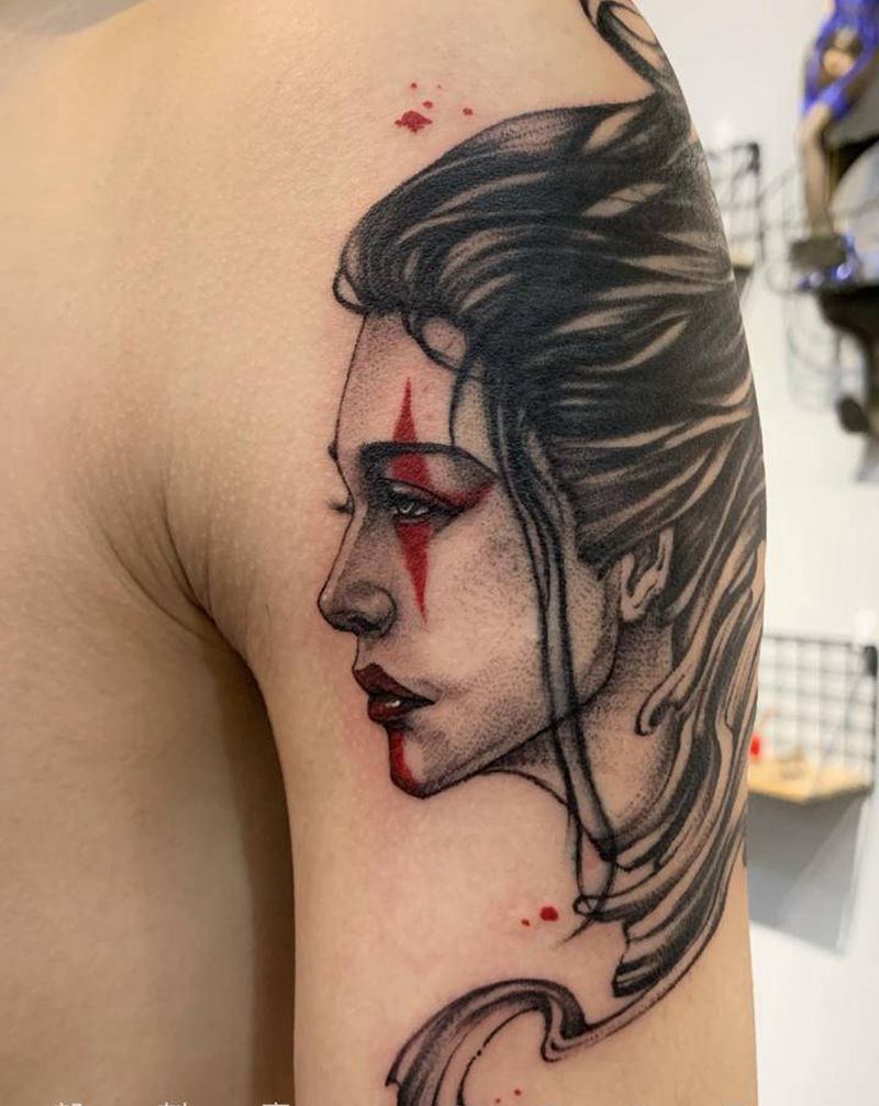 小丑纹身图片_手臂腿部New School新传统纹身图案