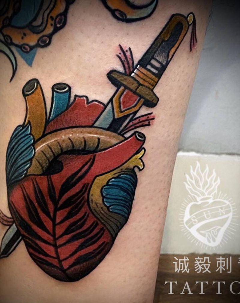剑心纹身图片_手臂腿部Old SchoolNew School纹身图案