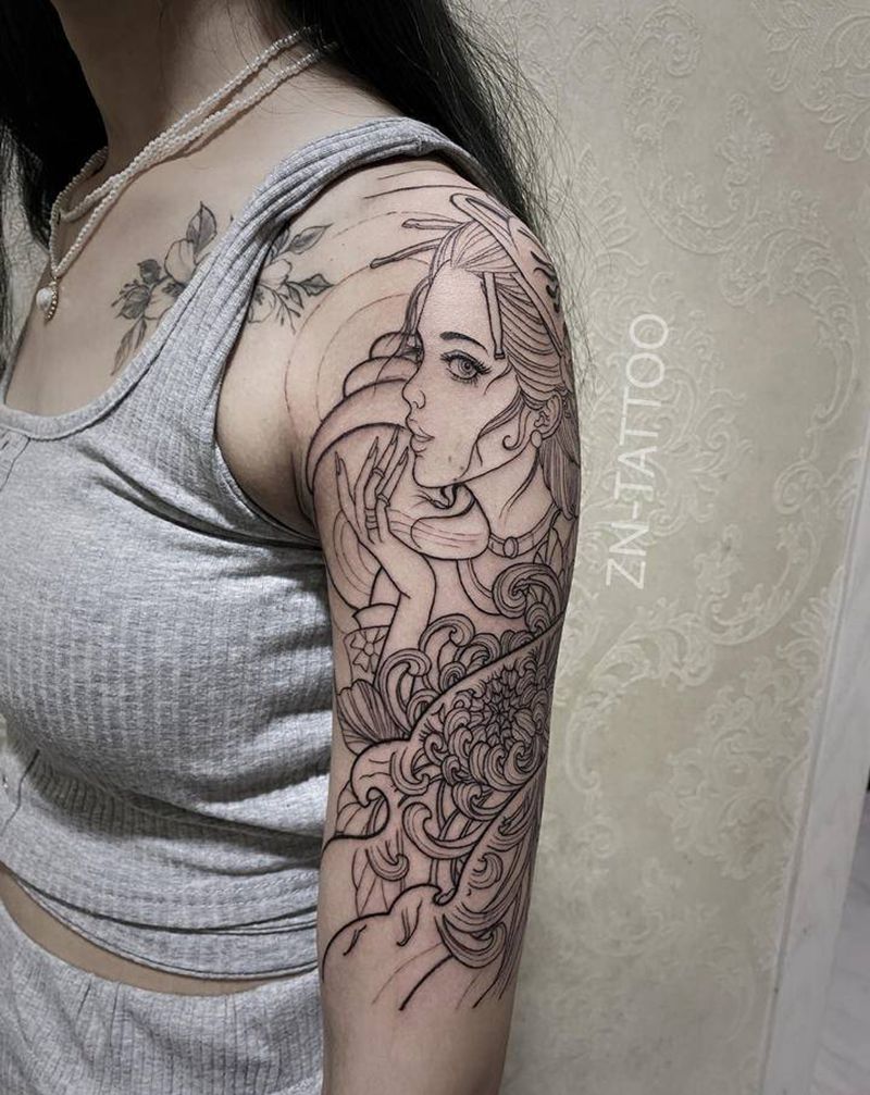 线条纹身图片_手部新传统纹身图案