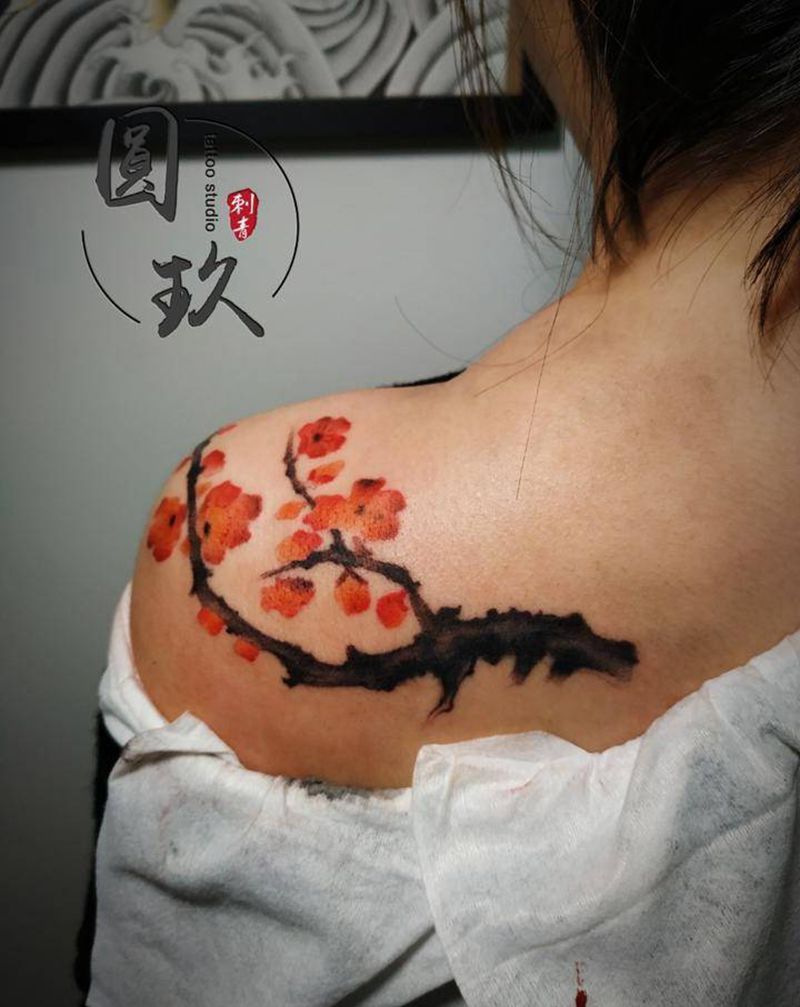 遮盖旧英文纹身纹身图片_背部水墨纹身图案