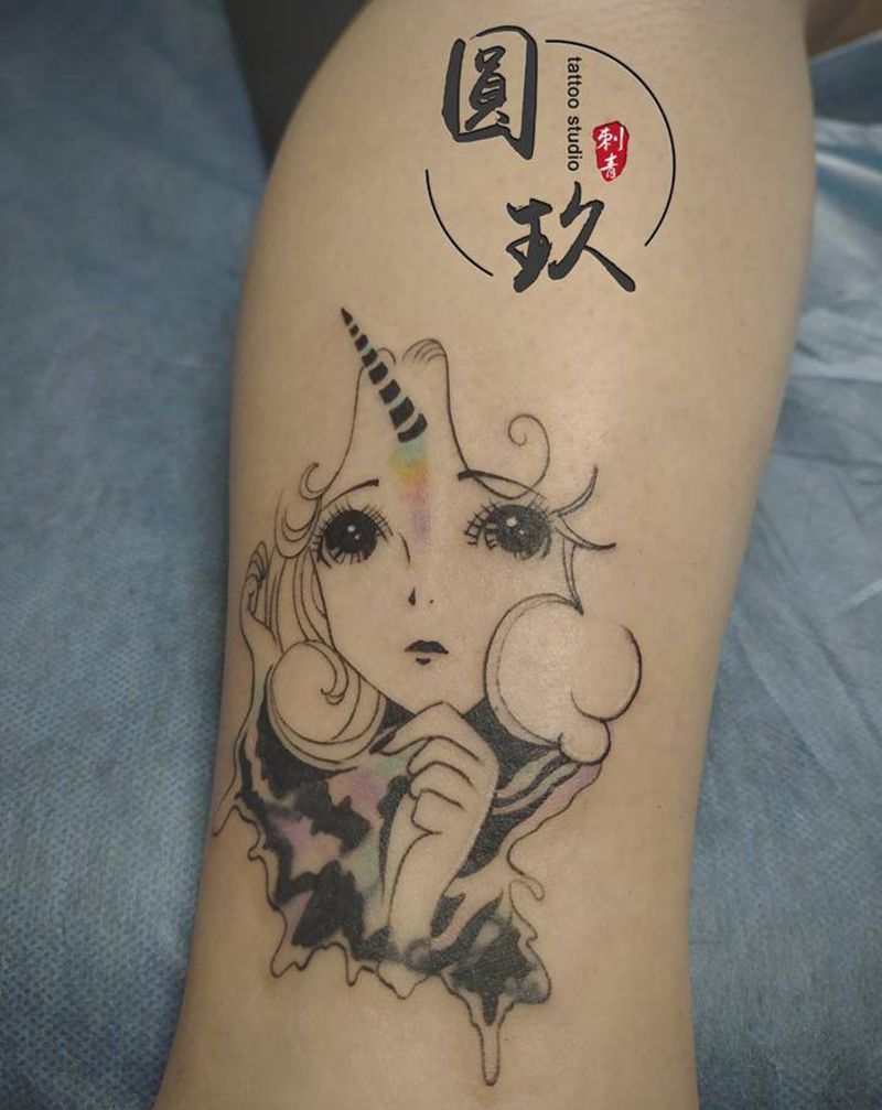 小面积遮盖纹身图片_腿部水彩纹身图案