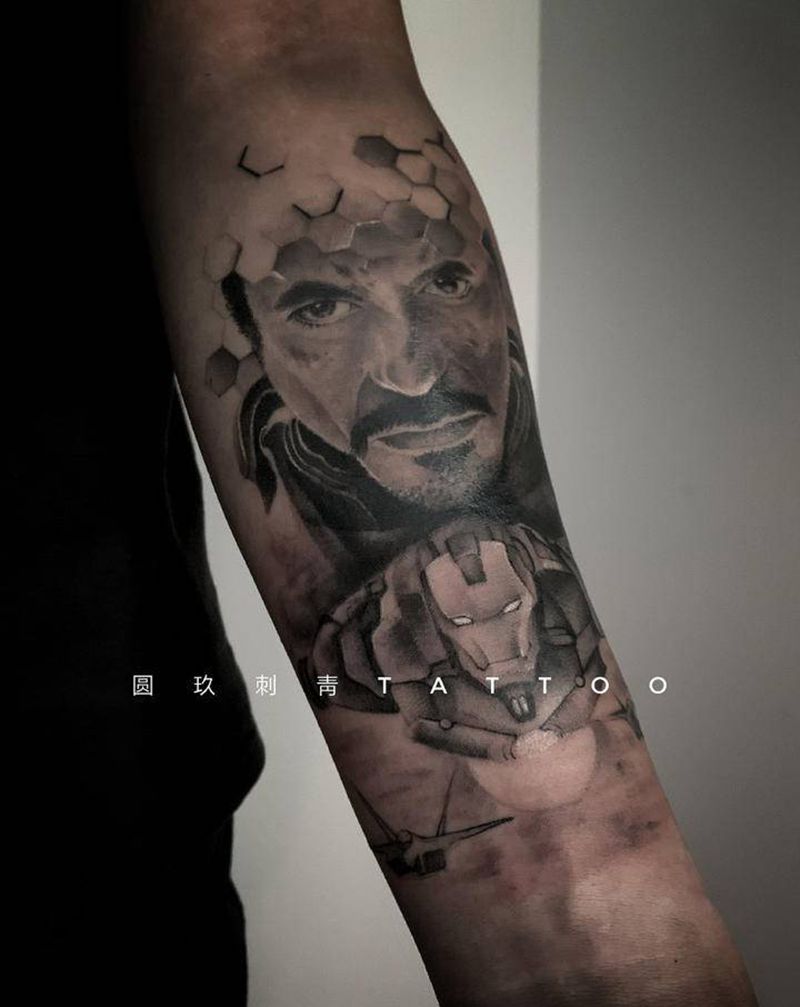 写实钢铁侠纹身图片_手臂欧美写实纹身图案