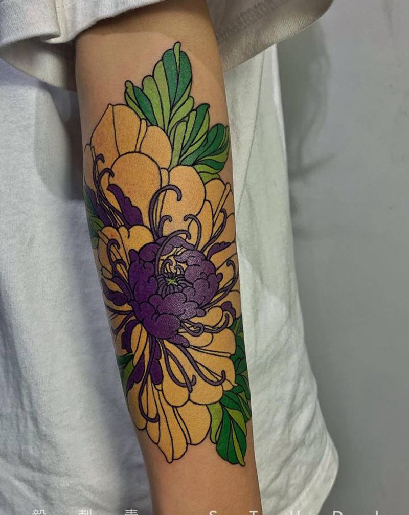 老传统牡丹纹身图片_手臂腿部新传统老传统纹身图案