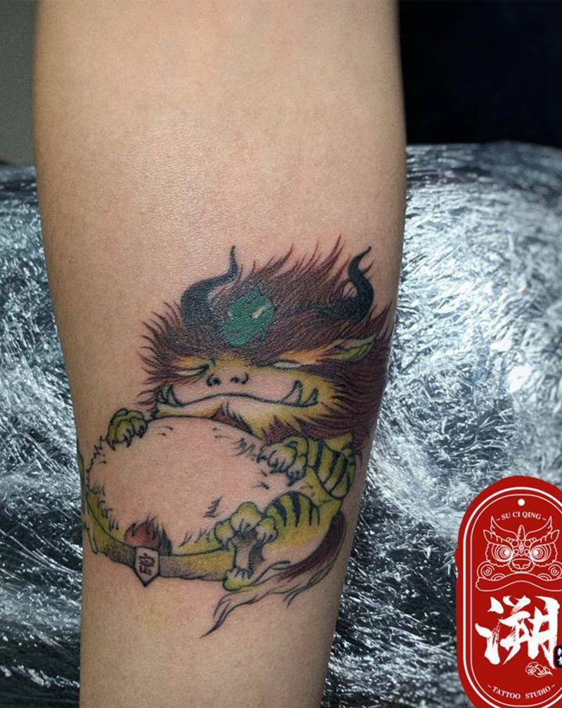 兽纹身图片_手臂手部新传统彩色动物纹身图案