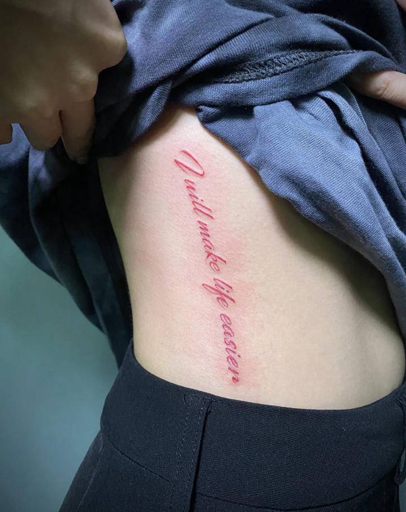 小清新英文纹身图片_腰部纹身图案