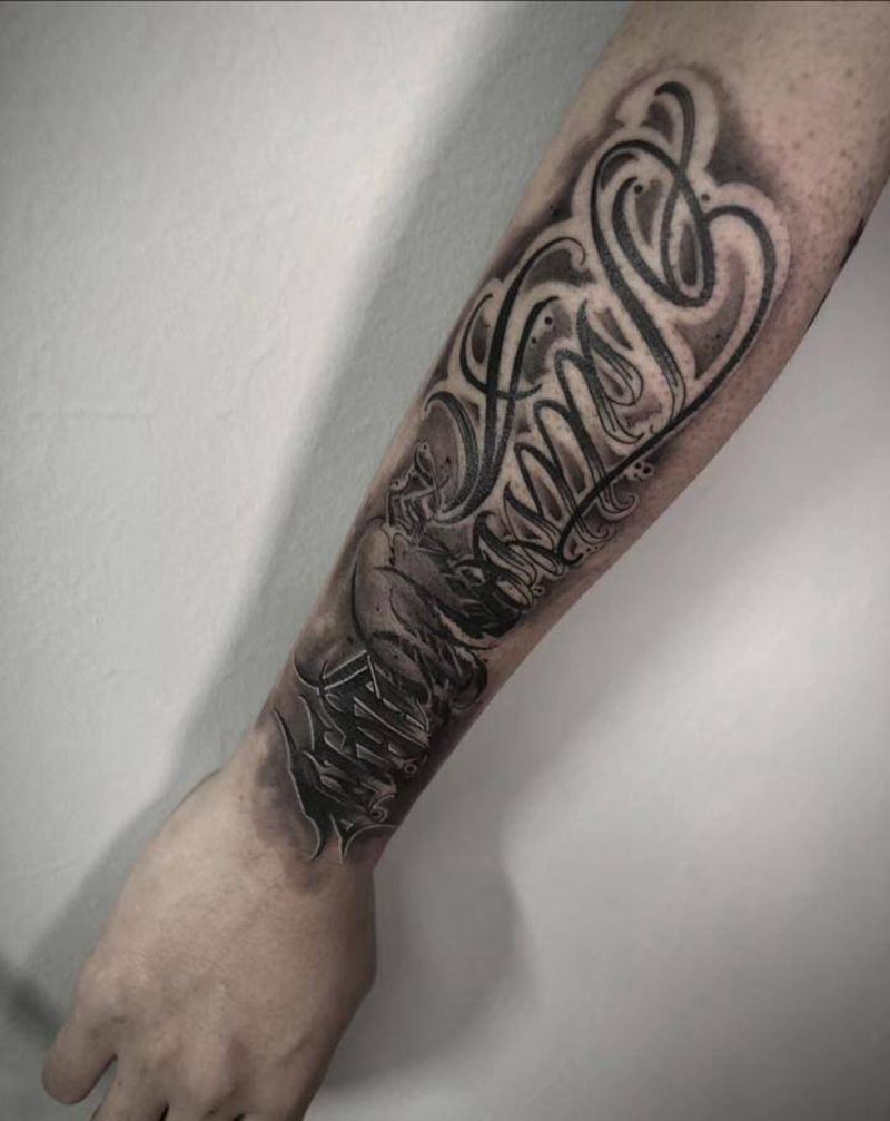 早期作品纹身图片_花体字纹身图案