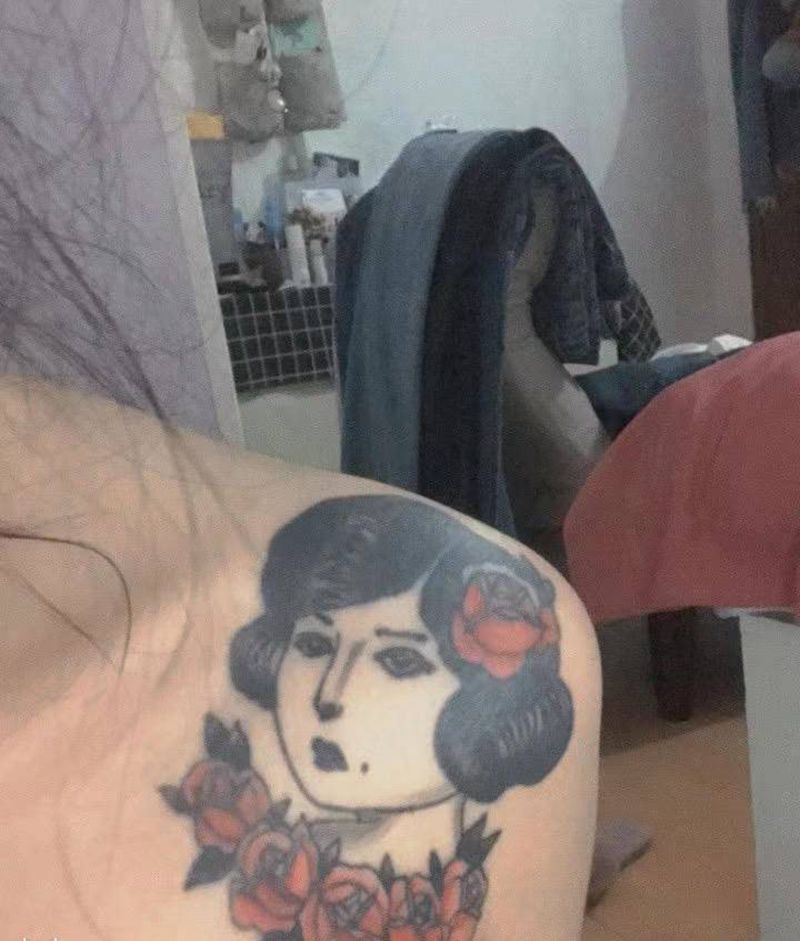 旧纹身修改纹身图片_肩部Old School纹身图案