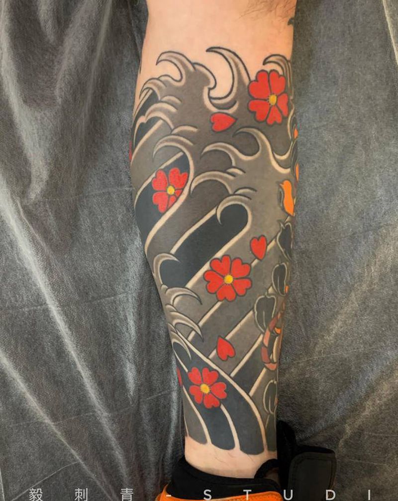 旧纹身修改纹身图片_腿部手臂老传统新传统纹身图案