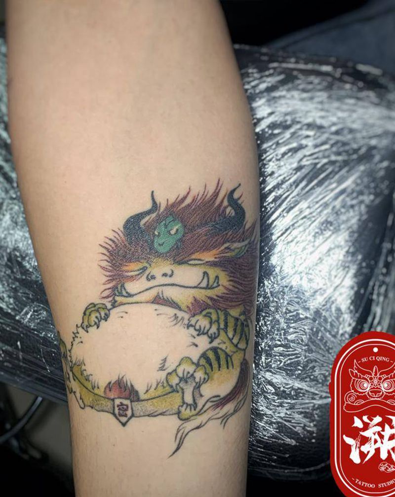 兽，恢复后纹身图片_手臂手部新传统纹身图案