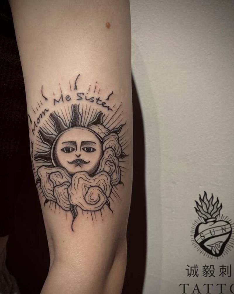 太阳纹身图片_手臂肩部New SchoolOld School纹身图案