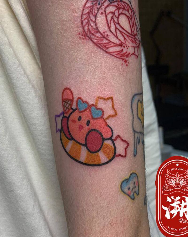 彩色小图纹身图片_手臂手部New School星之卡比纹身图案