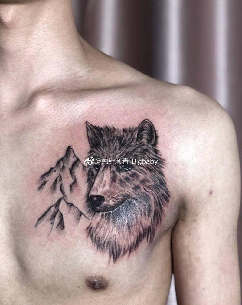 遮盖纹身图片_胸部背部欧美写实纹身图案