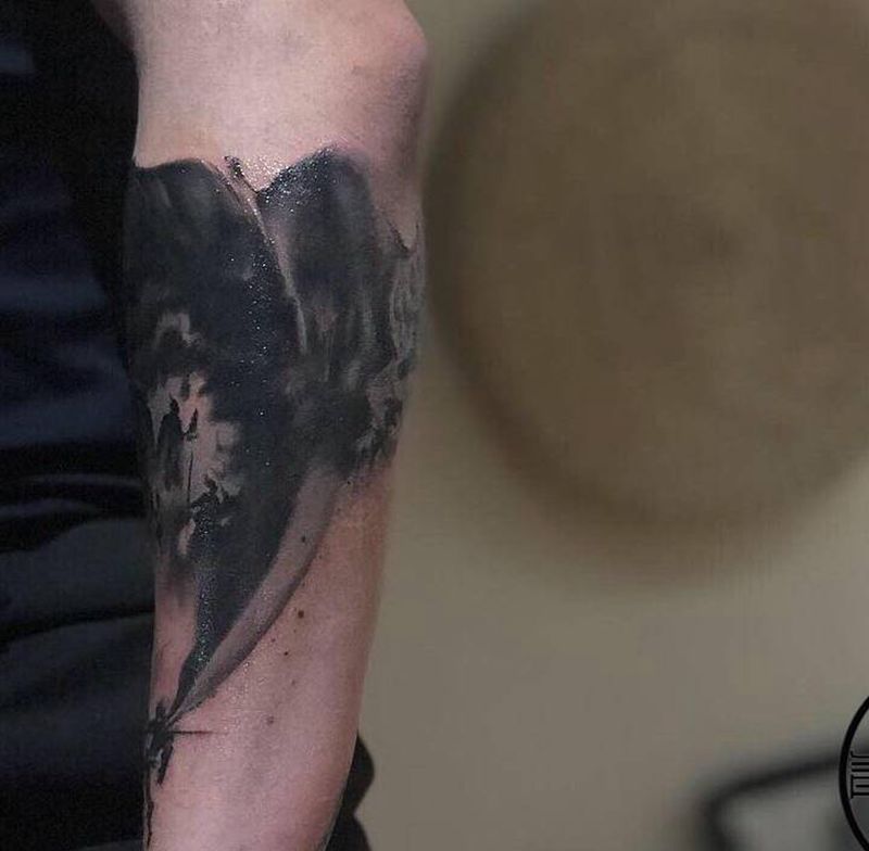 大圣归来纹身图片_手臂手部水墨孙悟空纹身图案