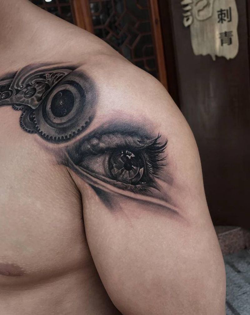 眼睛纹身图片_手臂纹身图案