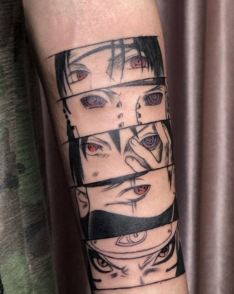 火影纹身图片_手臂腿部火影写轮眼轮回眼纹身图案