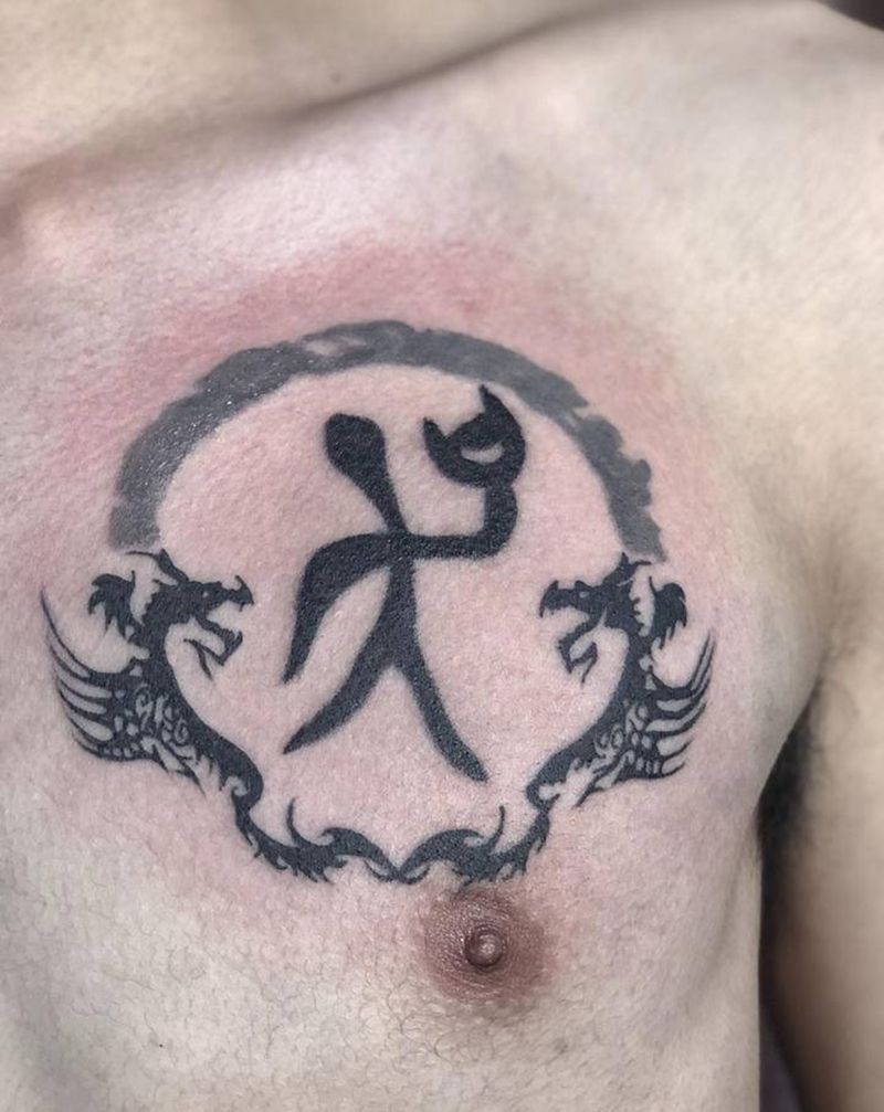 甲骨文纹身图片_手臂胸部图腾花体字纹身图案