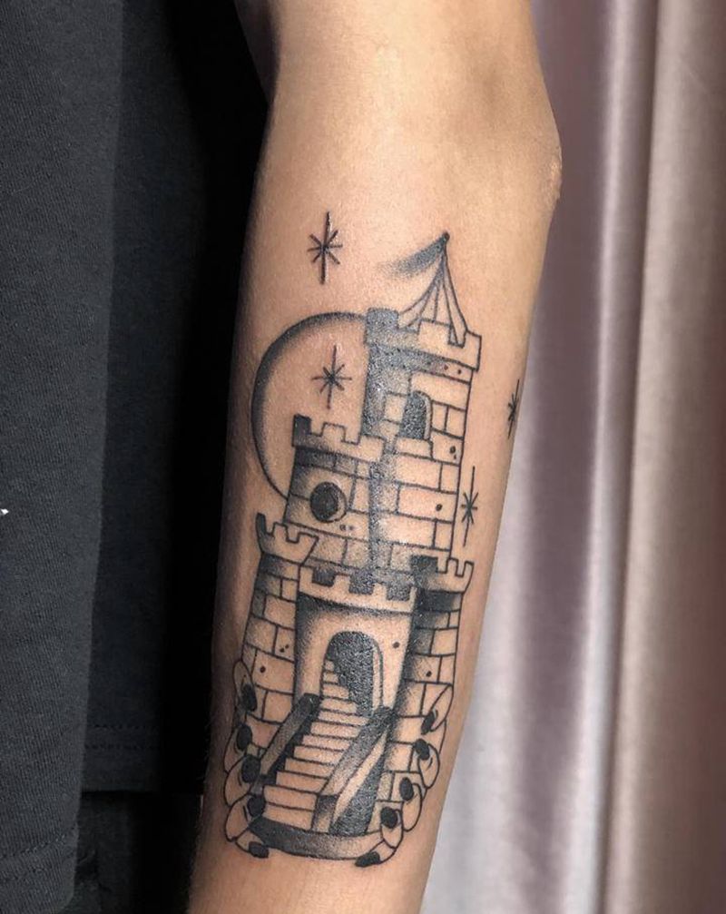 城堡纹身图片_手部手臂New SchoolOld School纹身图案