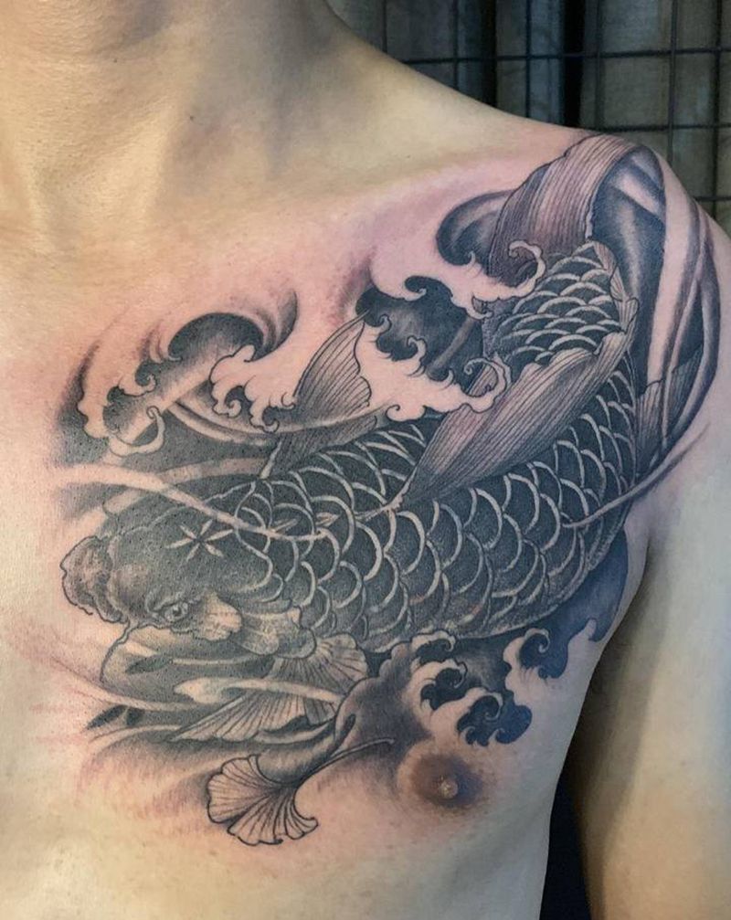 遮盖纹身图片_肩部胸部新传统纹身图案