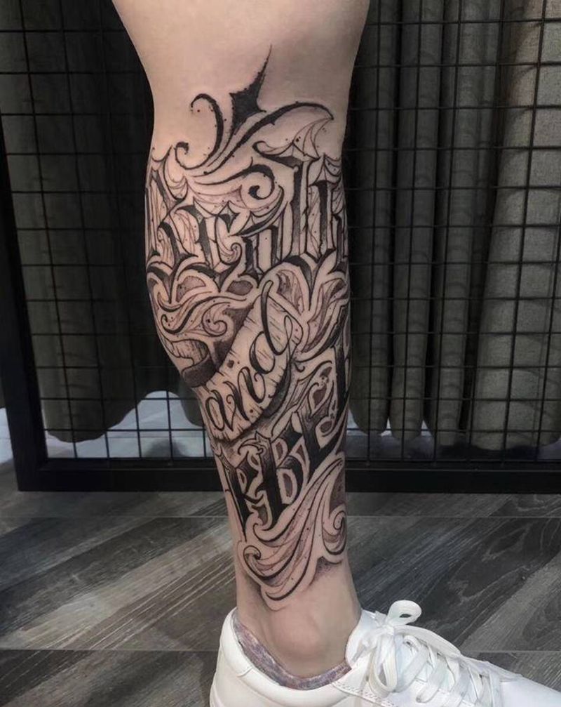 无尽的美吧纹身图片_腿部纹身图案