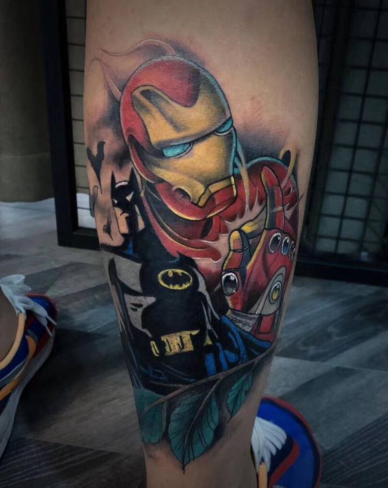 和谐纹身图片_腿部纹身图案