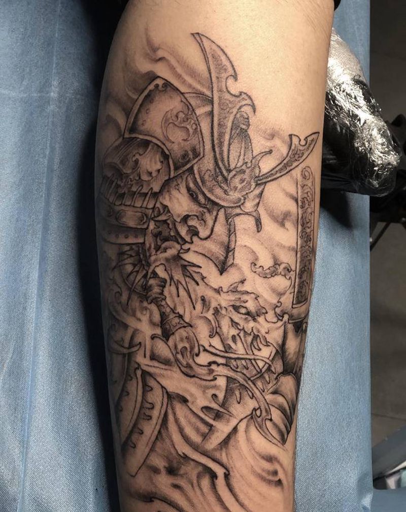 鬼武士纹身图片_手臂腿部老传统新传统纹身图案