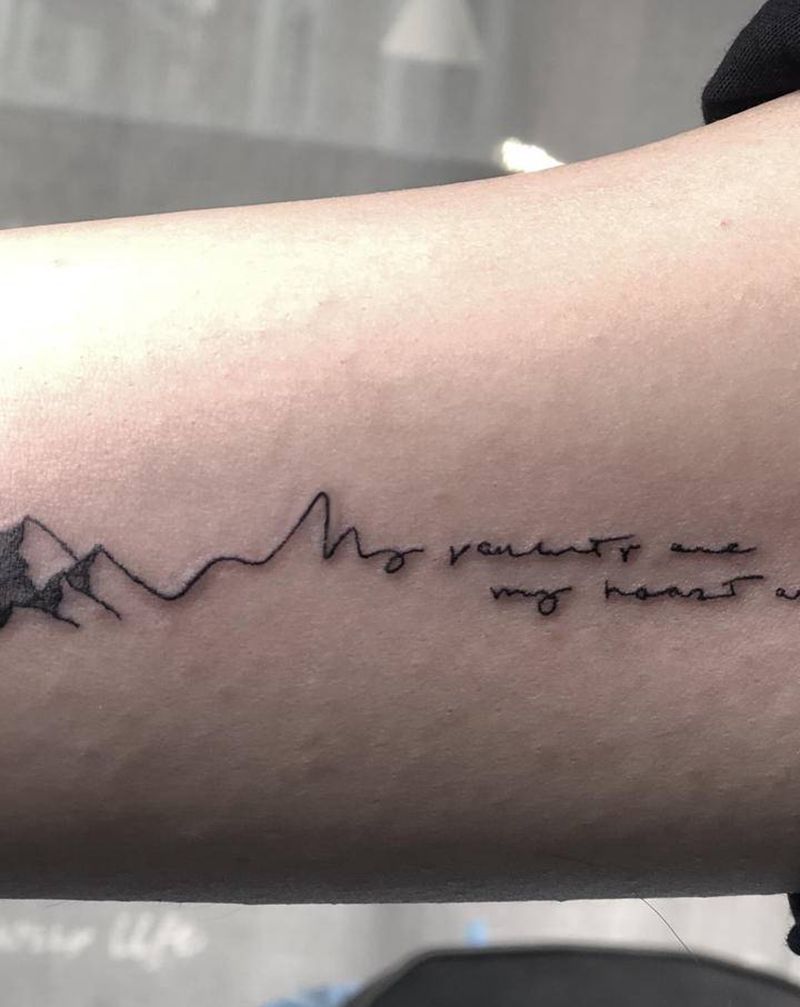 小清新纹身图片_手臂花体字几何纹身图案