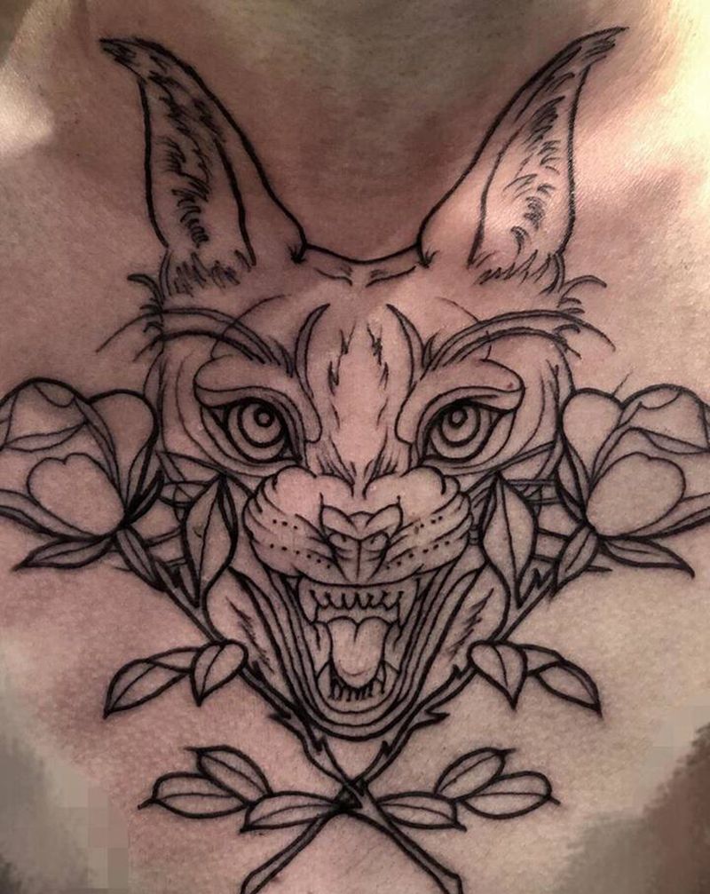 猫纹身图片_胸部颈部New SchoolOld School纹身图案