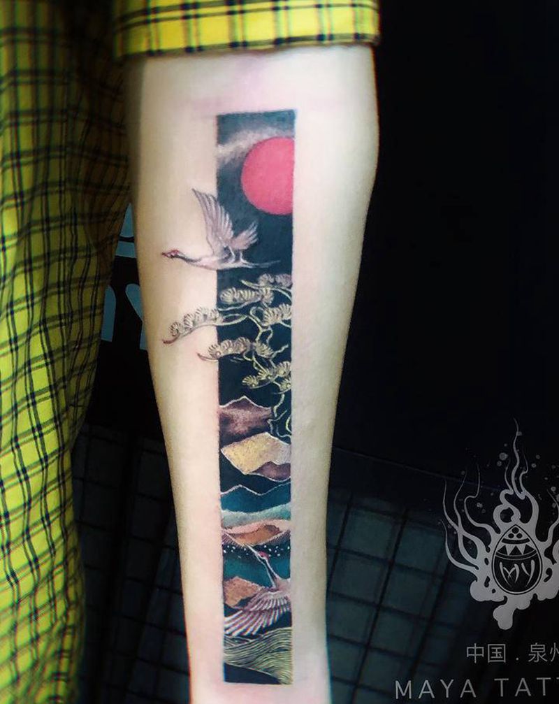 手臂中国风纹身图片_手臂手部新传统水墨纹身图案