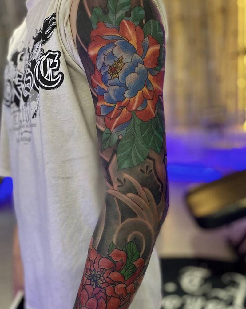 日式纹身图片_手臂老传统纹身图案