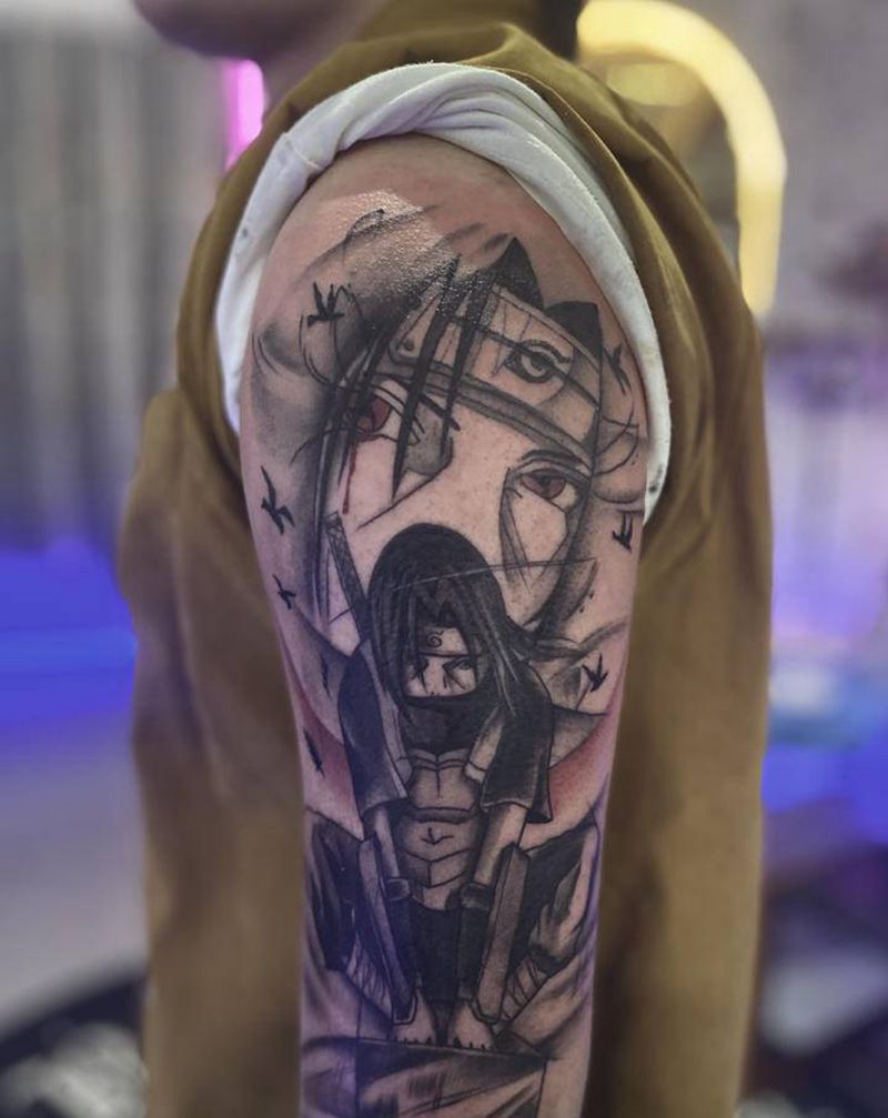 鼬纹身图片_手臂New School水墨纹身图案