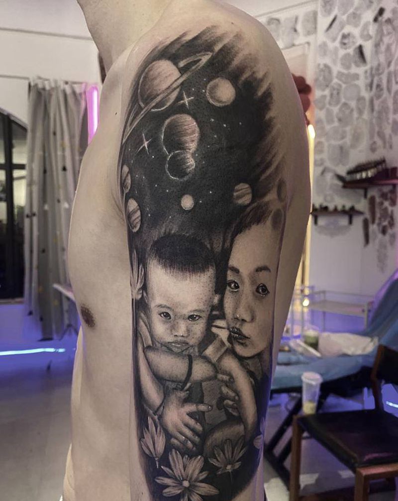 写实遮盖纹身图片_手臂欧美写实纹身图案