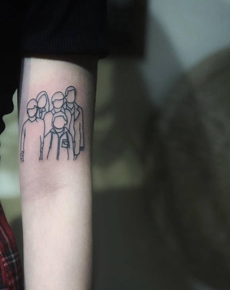 简笔画纹身图片_手部手臂图腾几何家人纹身图案