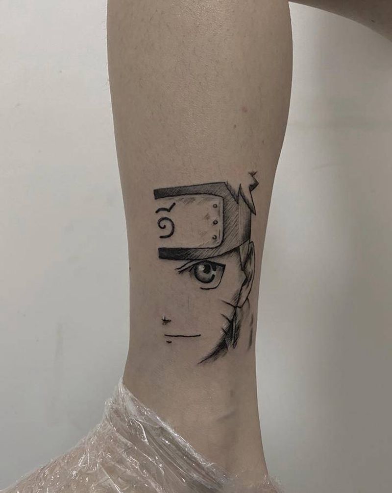 火影鸣人纹身图片_手臂腿部几何点刺纹身图案