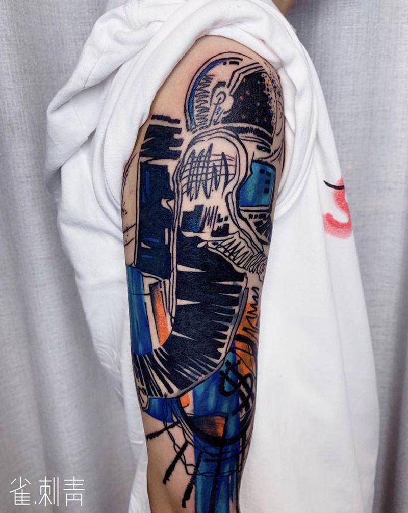 太空人纹身图片_手臂纹身图案