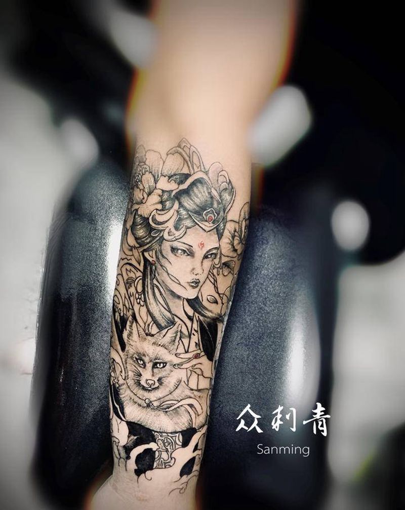 艺伎纹身图片_手部新传统艺伎纹身图案