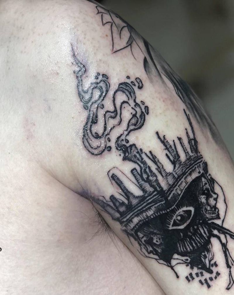 全视纹身图片_手部手臂水墨点刺纹身图案