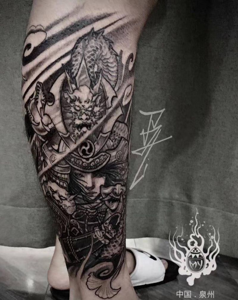 龙女艺妓纹身图片_脚部腿部新传统纹身图案