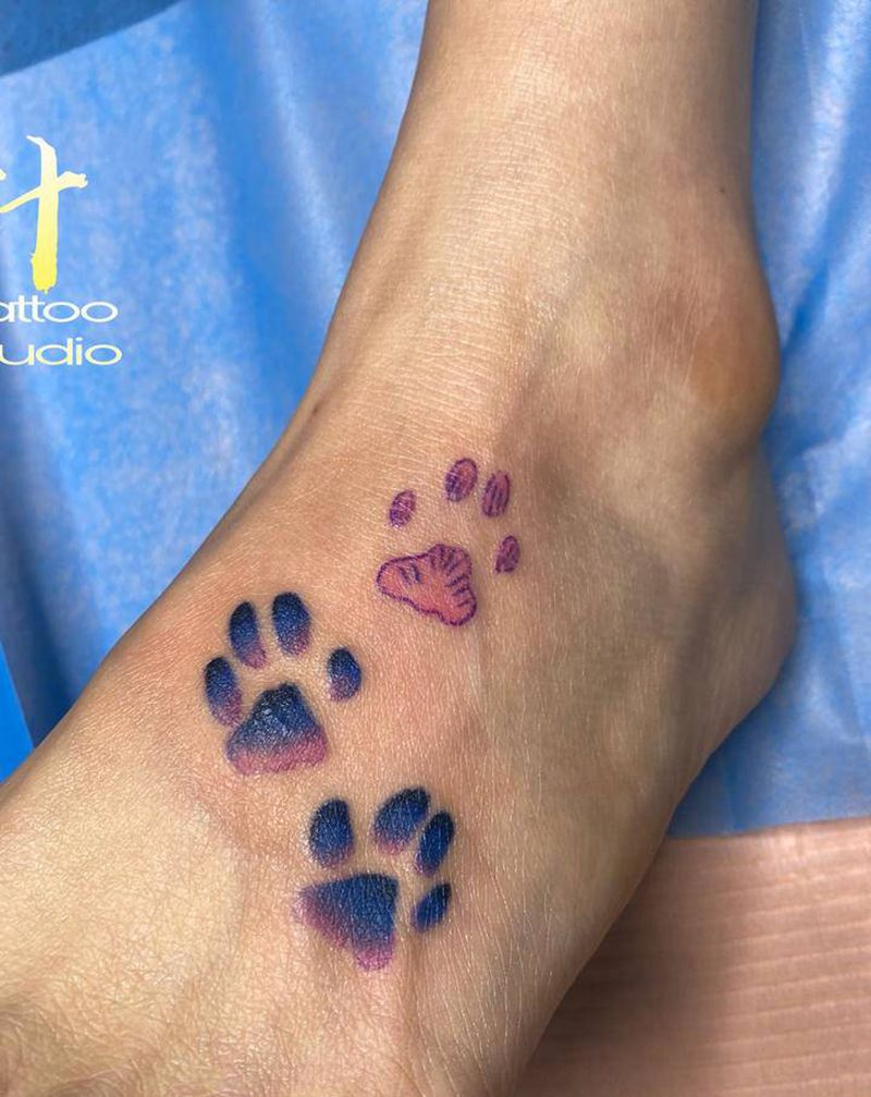 脚印纹身图片_脚部手部New School水彩纹身图案