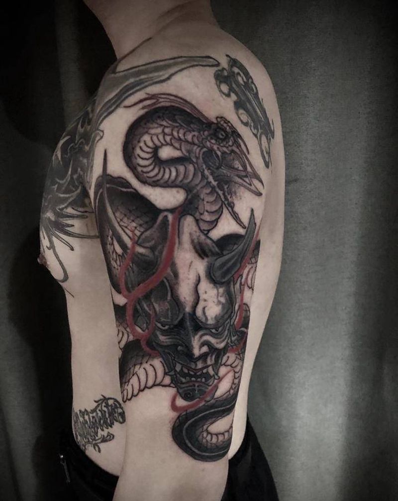 snake 添加修改纹身图片_手臂手部老传统遮盖般若纹身图案