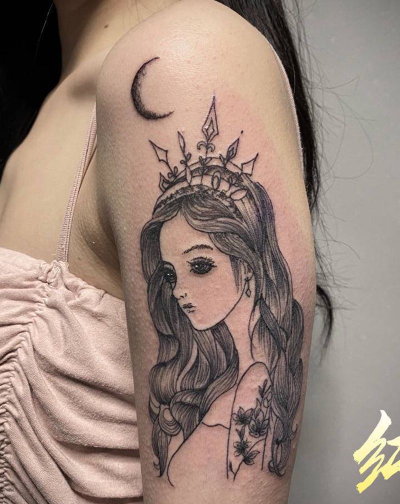 淑女纹身图片_手臂手部点刺欧美写实纹身图案