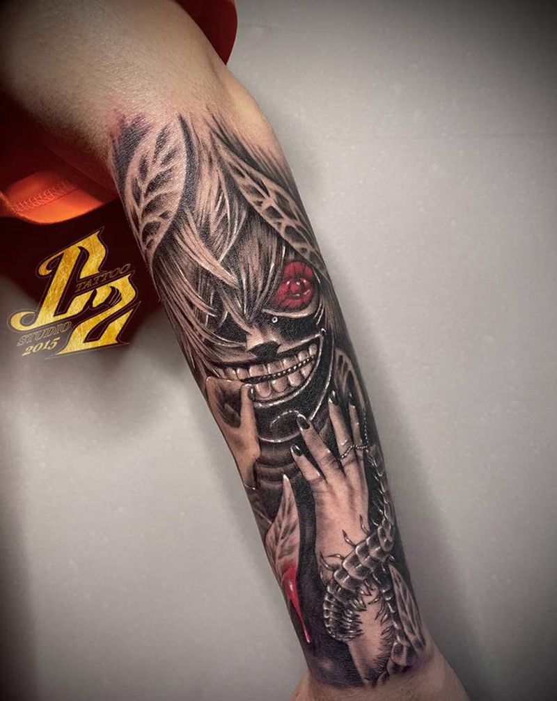 东京喰种纹身图片_手臂欧美写实纹身图案