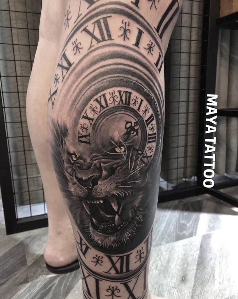 小腿纹身纹身图片_腿部脚部纹身图案