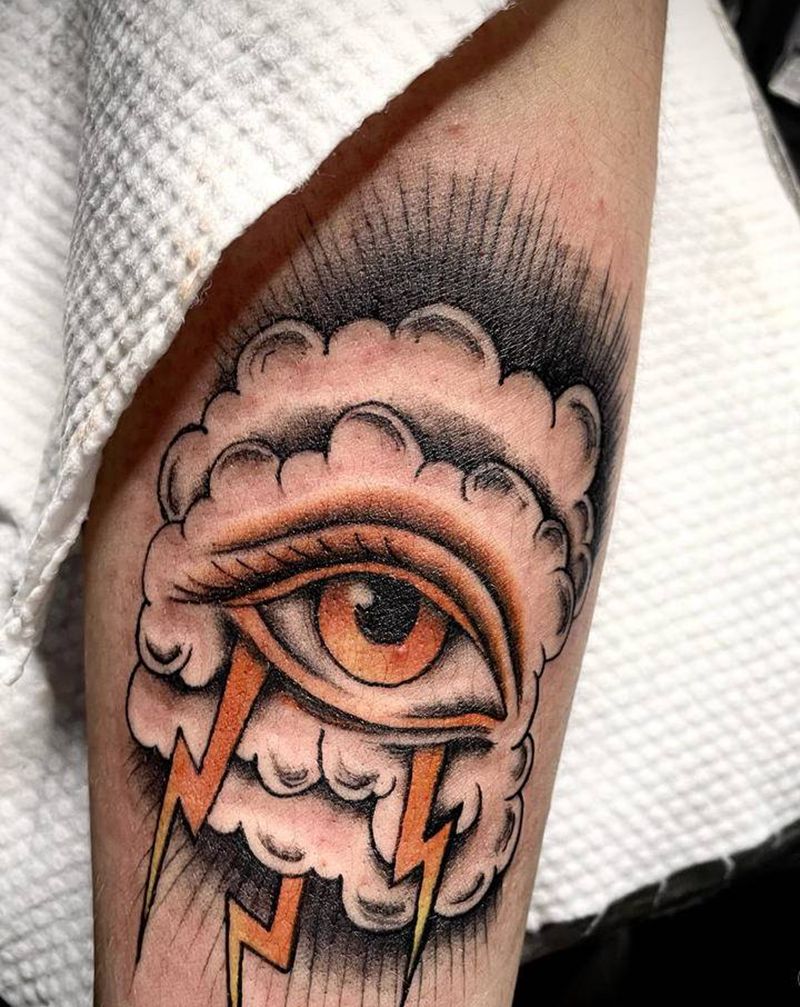 上帝之眼纹身图片_手臂Old School纹身图案