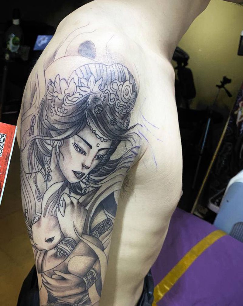 艺妓纹身图片_手臂新传统纹身图案