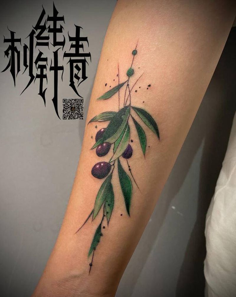 植物纹身图片_水彩欧美写实纹身图案