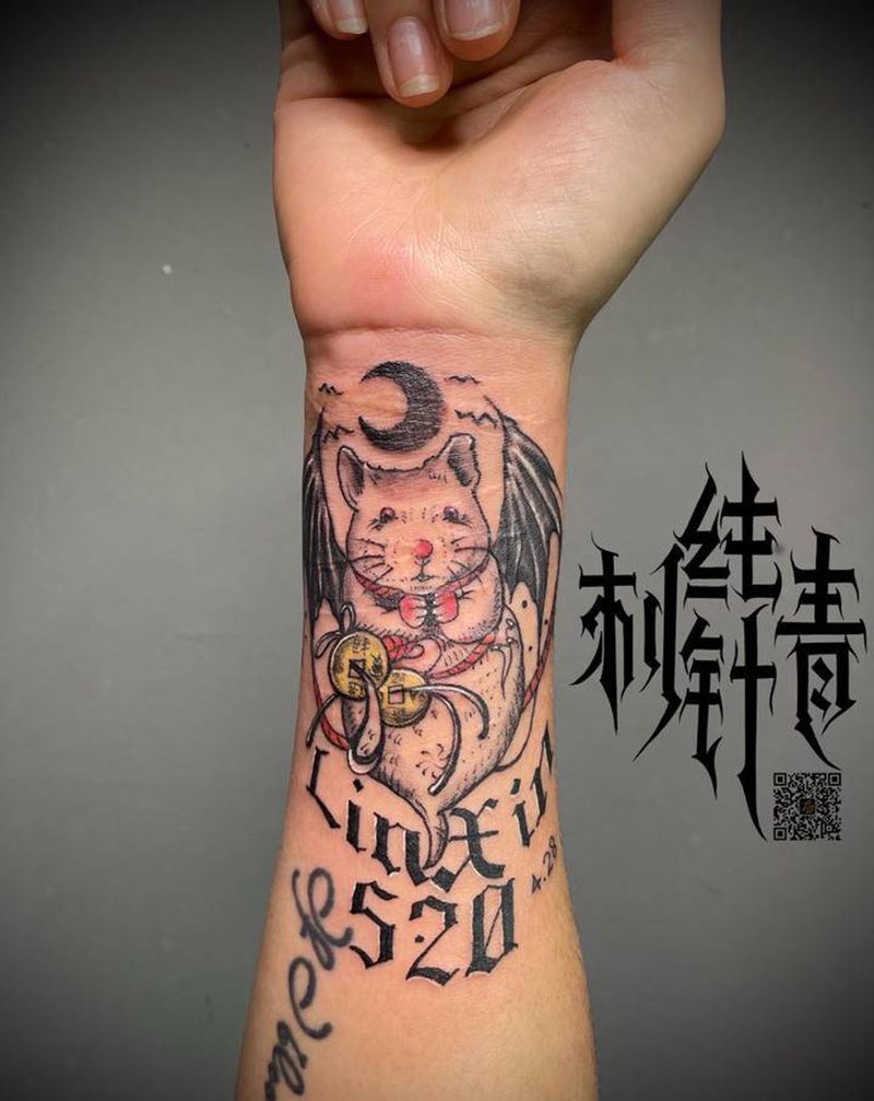 遮盖纹身图片_手臂New School花体字纹身图案